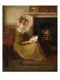 A Fireside Read  C1825 (Oil on Panel)