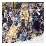 Roger Williams Purchases the Required Land from the Narragansett Indians (Colour Litho)