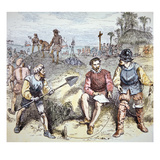 The Founding of St Augustine in Florida by the Spanish in 1565 (Colour Litho)