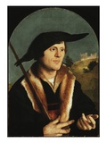 A Pilgrim  C1530/40 (Oil on Arched Masonite Panel)