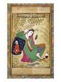 Lady with a Mirror  16Th/17th Century (W/C  Ink and Gold on Paper)
