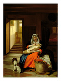 Mother Nursing Her Child  1674-76 (Oil on Canvas)