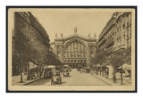 Postcard Depicting the Gare Du Nord and the Boulevard Denain in Paris  C1920 (B/W Photo)