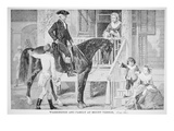 George Washington and Family at Mount Vernon  Virginia (Litho)