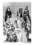 Madame De Saint-Cyr  a Nun  a Novice and Young Girls of the Four Classes (Engraving)