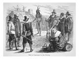 Samoset  Chief of the Pemaquids Visits the Pilgrim Fathers in 1621 (Litho)