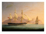 East Indiaman Outward Bound Off Cape Town and Table Mountain (Seen in Two Positions)