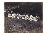 Males Nudes in a Seated Tug-Of-War  C1883 (Albumen Print)