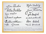 Signatures of the Pilgrim Fathers on the 'Mayflower Compact' of 1620 (Litho)