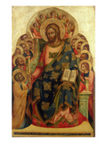 Christ Enthroned with Saints and Angels Handing the Key to St Peter