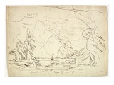 Elijah at the Mouth of the Cave  C1829 (Pen and Ink over Graphite on Paper)