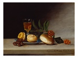 Still Life with a Wine Glass  1818 (Oil on Panel)