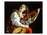 Young Woman with a Violin  C1612 (Oil on Canvas)