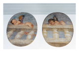 Two Winged Putti Climbing over a Balustrade  Roundels from the Sacristy (Fresco)