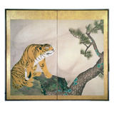 Tiger Screen  Japanese  1781 (Ink  Colour and Gold on Paper)
