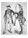 Hessian Soldiers of 1770  in their Uniforms from the American Revolutionary War (Engraving)