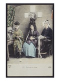 Postcard Depicting Costumes of the Velay  C1900 (Coloured B/W Photo)