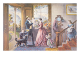 Welcome Home  Father'  Published by Currier and Ives  1868 (Colour Litho)