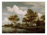 A River Scene  1658 (Oil on Oak Panel)