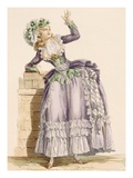 Lady's Gown in Mauve and Green Taffeta with a Matching Bonnet  Engraved by Dupin 