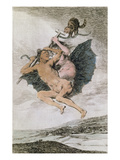 Alla Va Eso (There it Goes)  Plate 66 of 'Los Caprichos'  Late 18th (Colour Engraving)