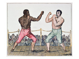Tom Molineaux Versus Tom Cribb  28th September  1811 at Thistleton  England (Colour Litho)