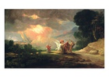 Lot Fleeing from Sodom  1810 (Oil on Panel)