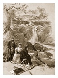 Queen Victoria as an Artist: Her Majesty Sketching the Falls of Garrawalt  Braemar (Litho)
