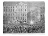 Draft Riots in New York  'Night Attack by the Mob on the Tribune Newspaper Office'  1863 (Litho)