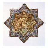 Persian Lustred Wall-Tile: Circle and Star Shape  19th Century (Colour Litho)