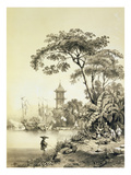 A Pagoda on the Macao-Canton Canal  Plate 21 from 'Sketches of China'  Engraved by Eugene Ciceri