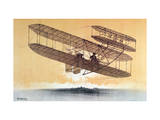 Wilbur Wright (1867-1912) in His 'Flyer'  before 1914 (Colour Litho)