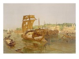 Boats on the Ganges  from 'India Ancient and Modern'  1867 (Colour Litho)