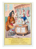 The British Butcher Supplying John Bull with a Substitute for Bread'  1795 (Colour Litho)