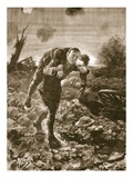 Temporary Lieutenant G St G S Cather Bringing in a Wounded Man in Full View of the Enemy