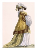 Lady's Opera Gown with Luxurious Satin Cape with Fur Edging  Engraved by Dupin
