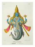 Matsyavatara or Matsya  from 'L'Inde Francaise'  Engraved by Marlet and Cie  Pub Paris 1827-1835