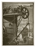 Modern Science: Picking Up a Telegraph Cable at Sea  Engraved by WJ Palmer (Engraving)