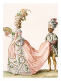 Lady's Elaborate Evening Gown  Engraved by Le Roi  from 'Galeries Des Modes Et Costumes Francais'