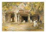 The Cave of Elephanta  from 'India Ancient and Modern'  1867 (Colour Litho)