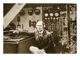 Guglielmo Marconi in the Wireless Cabin of His Yacht  Elettra (Sepia Photo)