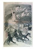Metamorphosis - Black Cats Transforming Themselves into Witches  Late 19th Century (Colour Litho)