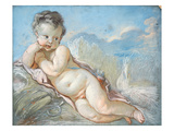 Cupid Reclining in a Cornfield (Chalk and Pastel)
