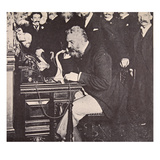 Alexander Graham Bell Making the First Call Between New York and Chicago  1892 (B/W Photo)