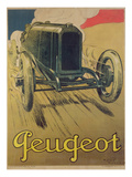 Poster Advertising a Peugeot Racing Car  C1918 (Colour Litho)