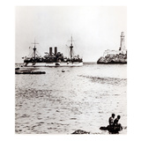 The Uss Maine Entering the Port of Havana  Cuba  1898 (B/W Photo) (See 206526  206527)