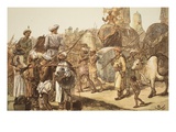 March of the Indian Army  Engraved by WJ Palmer (Coloured Engraving)