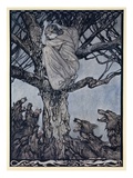 She Looked with Angry Woe at the Straining and Snarling Horde Below