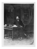 Emile Zola (1840-1902) in His Study (B/W Photo)