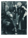 The Poilu  the Puppy and the Red-Cross Worker  Illustration from 'The Illustrated War News'